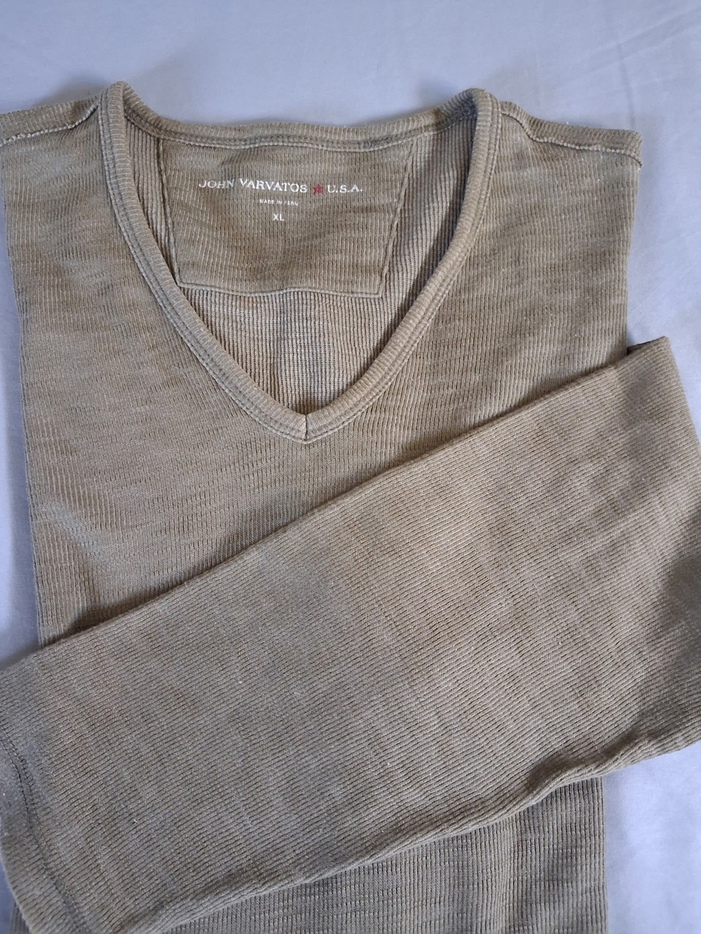 John Varvatos U.S.A. Men's Long Sleeve V-Neck Top Brown XL